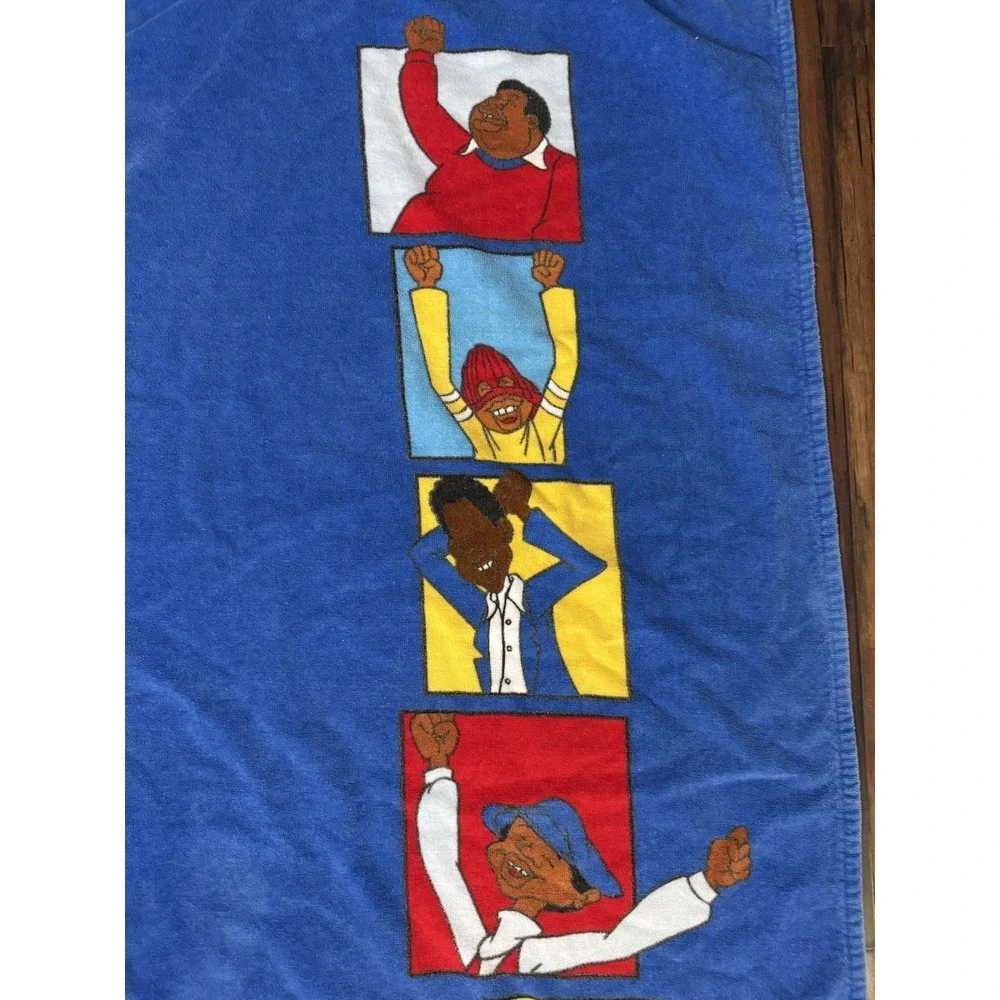 VTG Platinum Fubu The Collection‎ Fat Albert Cartoon Beach Blanket Y2K Blue Soft